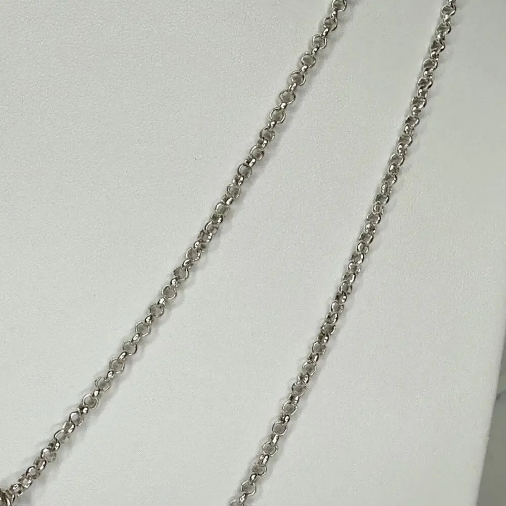Chico's Layered Hammered Disc Rhinestone Silver Long Necklace ✨